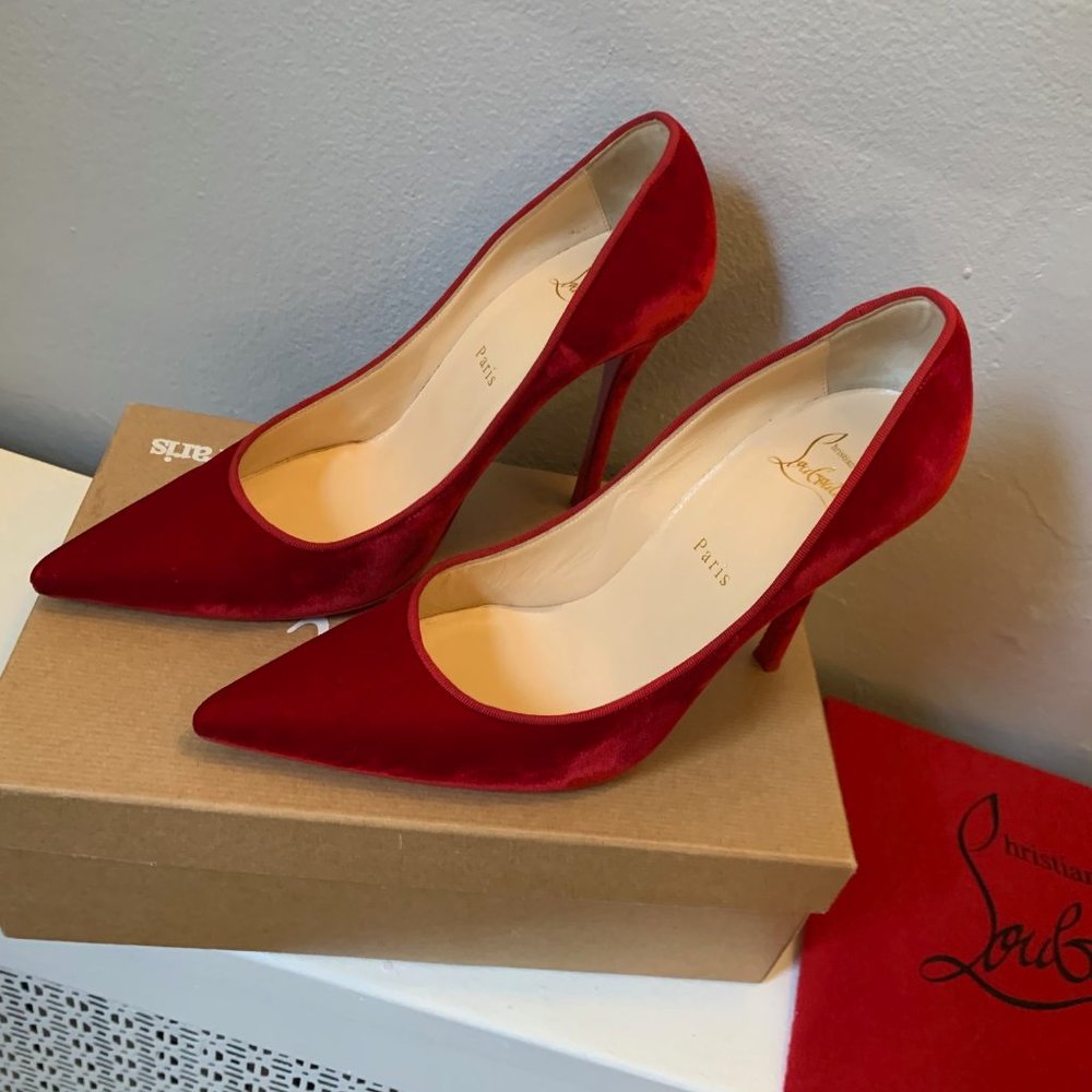 Christian Louboutin Decoltish 100 Rosso Red Velvet/GG